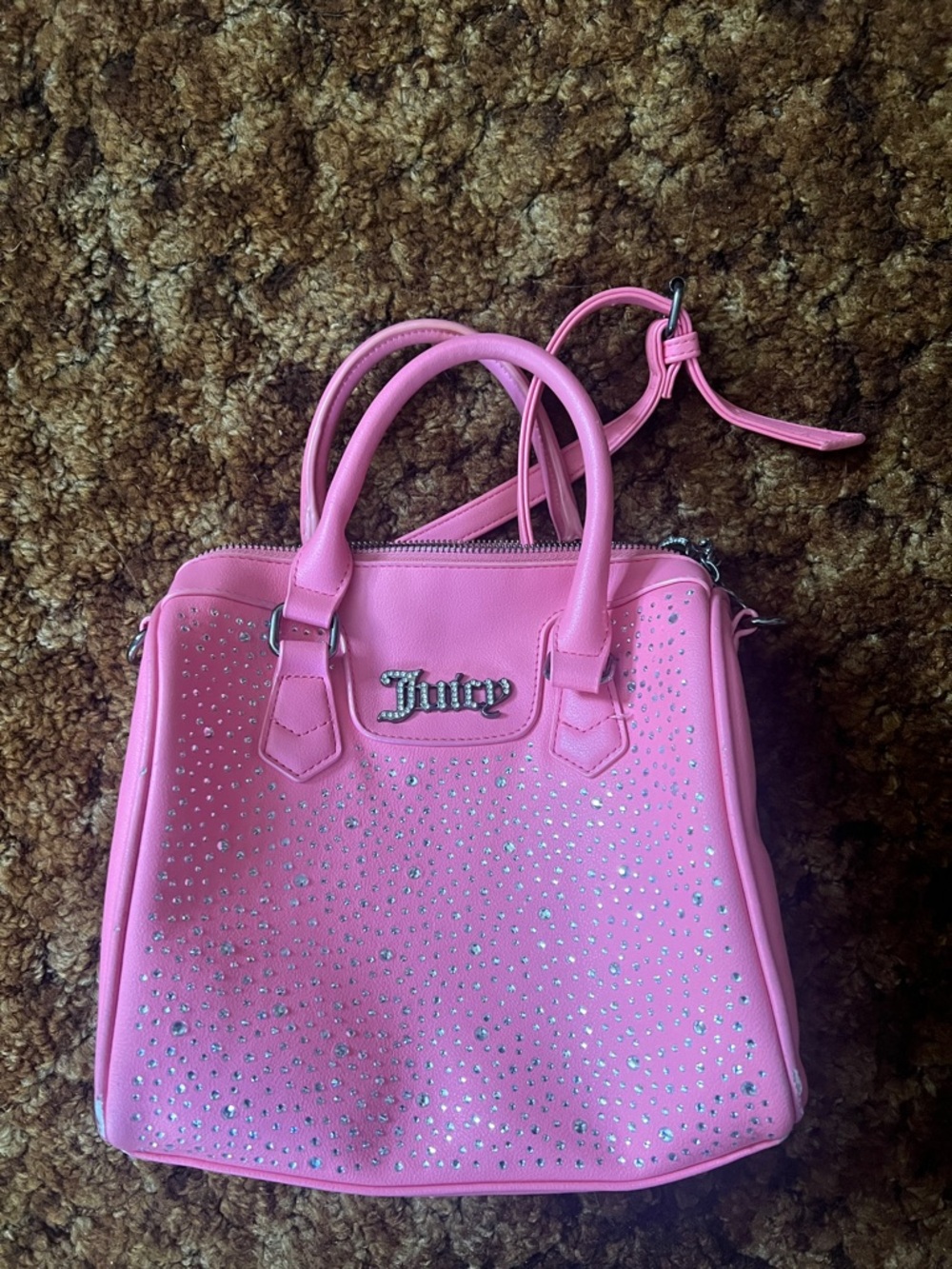 Juicy Couture Hot Pink Crystal Embellished Satchel